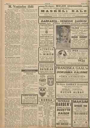  va VPN FL ye Sahife 4 AKŞAM 19 Mart 1935 M. Venizelos öldü ” “Baş tarafı birinci sahifede) sini kaydetmiştir. Nihayet sa-...