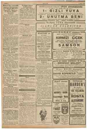  KE ii 3 Nisan 1936 im. Baş rollerde Mm MK mmm as z Sahife 4 AKŞAM Ikinci beş senelik ( Profesör Rokun > konferansları BUGÜN