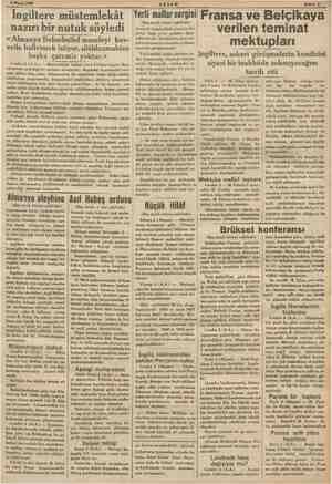  4 Nisan 1936. İngiltere müstemlekât nazırı bir nutuk söyledi «Almanya Belnelmilel meseleyi kuv- vetle halletmek istiyor,...