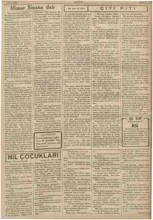    9 Nisan 1936 Mimar Sinana dair (Baş tarafı birinci sahifede) bir çok kaleler de vardır: Si Selânik- te, Avlonyada, hatta