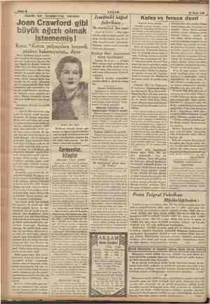    Sahife B AKŞAM 20 Nisan 1936 Garib bir boşanma davası Joan Crawford gibi büyük ağızlı olmak istememiş! Koca: “Karım...