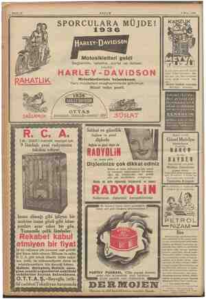    Sahife zan 12 AKŞAM EZME SPORCULARA MÜJDE! 1936 Motosikletleri geldi Sağlamlık, rahatlık, sür'at ve iktisat; YALNIZ:...