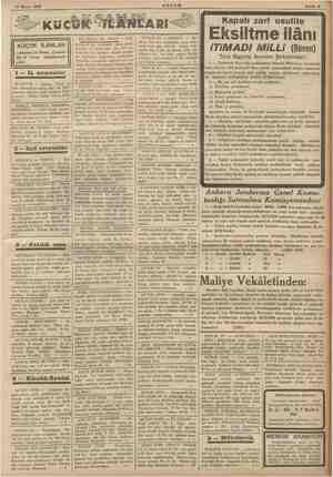    15 Mayıs 1936 KÜÇÜK İLÂNLAR e ın Pazar, Çarşam- ve Cuma nüshalarında ri 1 — Iş arıyanlar a e İŞ ARIYOR — Lisana, Ticari ve