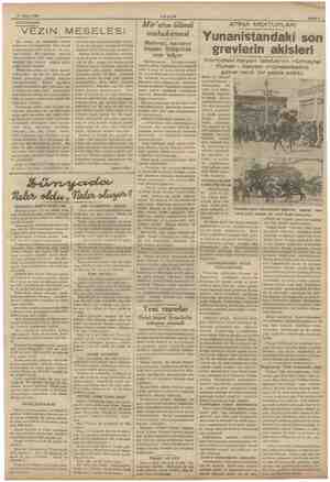    21 Mayıs 1936 - AKŞAM Sahife 5 VEZ N M ESELES Mir atın ölümü ATİNA MEKTUPLARI V i İ muhakemesi Y unanis Şür yaz en yerede