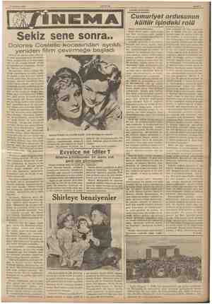  15 Haziran 1936 AKŞAM Sekiz sene sonra.. Dolores Costello kocasından ayrıldı, RAN filim çevirmeğe başladı aki ye mu ar daha