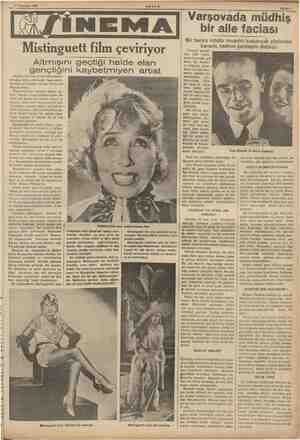  va şe e ENT 31 Temmuz 1936 Mistinguett film çeviriyor Altmışını geçtiği halde elan Meşi Fransız artisti ke yeniden filim...