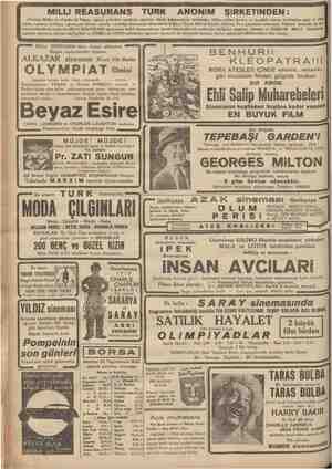    MiLLi R.ASURANS TURK ANONİM ŞİRKETİNDEN: «Türkiye Milli» ve «Feniks dö Viyen» ey şirketleri nezdinde sigortalı olupta...