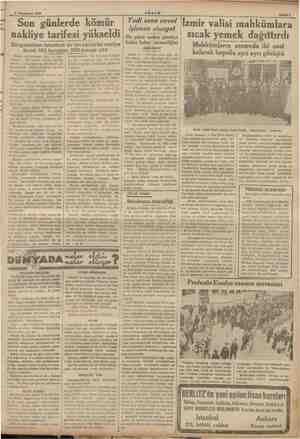  | a? Teşrinisani 1936 AKŞAM Sahife $ Son günlerde kömür nakliye tarifesi yükseldi inle Istanbula bir ton kömürün nakliye 150