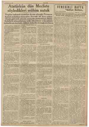  2 Teşrinisani 1936 AKŞAM Atatürkün dün Mecliste söyledikleri mühim nutuk Vergileri indirmek siyasetine devam edeceğiz....