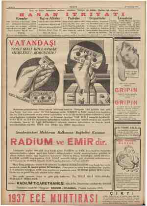  e Sahife 16 AKŞAM ” 19 Teşrinisani 1936 İnce ve kibar kadınların meftun oldukları Türkiye ve bütün Şarkta eşi olmıyan HASAN I