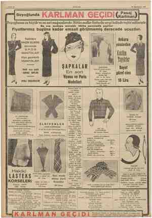  “üm Sahife 12 AKŞAM 27 Teşrinisani 1936 Beyoğlunda KARLMAN GEÇİDİ (dam) son modaya muuva: ün mev Beyoğlunun en büyük ve en