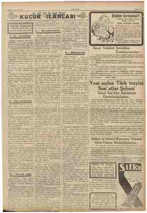  10 Kânunuevvel 1936 , Gripten korununuz! KÜÇÜK İLANLAR «Akşam»ın Pazar, S Perşembe nüshalarında a 2 mama 1 —iş arıyanlar A a