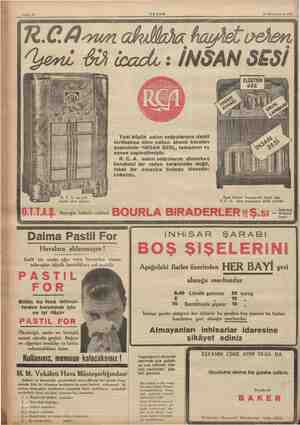  Sahife 16 AKŞAM 10 Kânunuevvel 1936 R.C. A. nin yeni büyük salon radyosu Beyoğlu İstiklâl caddesi R.CArun ahin hayel veten