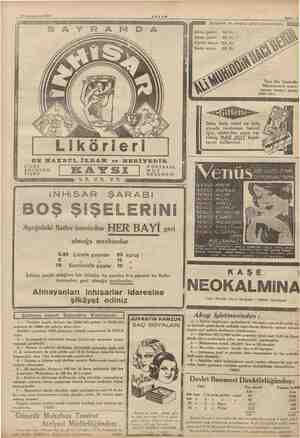  11 Kânunuevvel 1936 -p e m sü Mam el BA Likörleri Sahife 13 Dünyanın en meşhur şeker ticarethanesi Akide şekeri o 60 Kr....