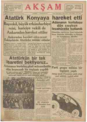  Adananın kurtuluş günü münasebetile dün büyük bir top- lantı yapıldı ÇARŞAMBA — 6 KÂNUNUŞANİ 1937 Sene 19 — No, 6545 — Fiati