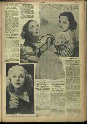    mi 1937 “Yedinci yıl! Sinema haberleri 14 Künunu: - 4k Hollivutta yapılan en mükem- i mel vücu sab: sında Frances a Kılıbık