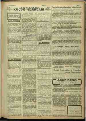    21 Kânumusani 1937 KUS SAMRLARI I KÜÇÜK İLÂNLAR «Akşam»ın Pazar, Salı ve Perşembe nüshalarında çıkar. 1 —iIş arıyanlar e