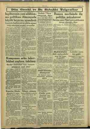  Bahife 2 14 Şubat 1937 İngilterenin yeni silâhlan- ma politikası Almanyada büyük heyecan uyandırdı Gazeteler İngilterenin ne