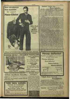  19 Şubat 1937 — — ZEŞAM Sahife 15 Hem vücudunuza Hem kesenize En uygun Hazır Elbise 4 1- İNGİLİZ KANZUK ECZANESİ : Sümer Bank