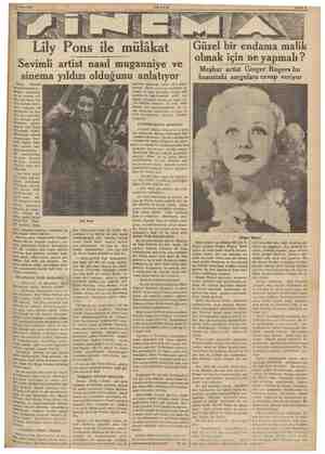 9 Ma <2 Mart 1937 if y Paris o (Hususi Muhabirimizden) * Meşhur muganni- Y6 ve sinema yıl Üz Lily Pons, Pa- Mste oturan anne-