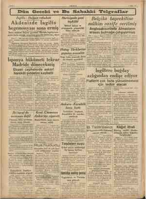    Sahife 2 A gg MAM MA 9 Nisan 1937 Ingiliz - Italyan rekabeti Akdenizde İngiliz hegemonyası sona ermiş Bunu söyliyen Italyan