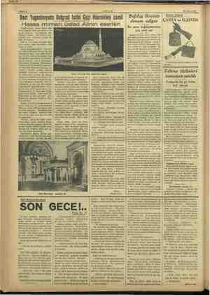    I | | | N Sahife 6 Dost Yugoslavyada Belgrad fatihi Gazi Hüsrevbey camii AKŞAM 28 Nisan 1937 e Hassa mimarı üstad: Alinin