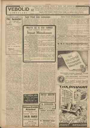    8 Mayıs 1937 dimi VEBOLİD ir CİHAZLARI HÜSEYİN CAHİD Fikir Hareketleri 185 ci sayısı çıktı 8 - Mayıs o 1937 - Cumartesi...