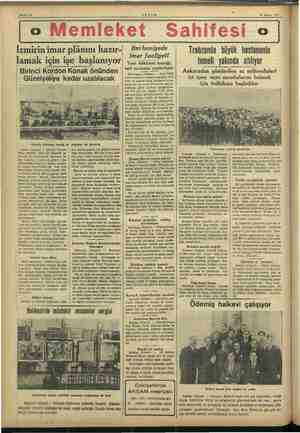  , Bahife 12 25 Mayıs 1937 .— — İzmirin imar plânını hazır- lamak için işe başlanıyor : Birinci Kordon Konak önünden -...