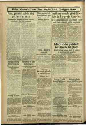    5 j Sahife ? — n Dün Geceki ve Bu Sabahki $ Haziran 1937 m. Fransız gazeteleri vaziyetin aldığı şekilden Donanmalar...