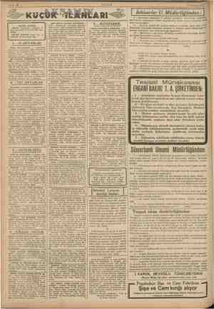          ? | ; İ k ; AKŞAM okuyucuları arasında en emin, en süratli ve en ucuz ilân vası- tasıdır. KÜÇÜK İLÂNLAR Pazar, Bal ve