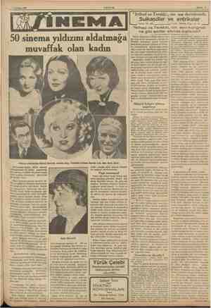    , 2 Ağustos 1937 AKŞAM 50 sinema yıldızını aldatmağa muvaffak olan kadın Aldanan yıldızlardan Marlen Dietrich, Loretta...
