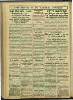    | Dün Geceki ve Bu Sahahki Elaberler 17 Ağustos 1937 Şanshayda harp davam ediyor Şehirde serseri kurşunlardan yüzden fazla