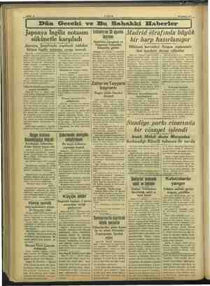     AZŞAM 30 Ağustos 1937 Dün Geceki ve Bu Sakbahki Haberler Japonya İngiliz notasını sükünetle karşıladı Japonya, Şanghayda