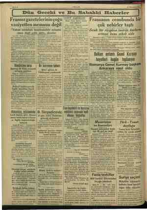    Sahife 2 m — 28 Teşrinievvel 1937 | Dün Geceki ve Bu Sabahki Haberler || Fransız gazetelerinin çoğu vaziyetten memnun değil