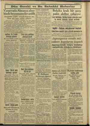  Sahife 2 13 Teşrinisani 1937, Dün Geceki v Bu Sahahki Haherler Varşovada Almanya aley- hinde beyannameler asıldı Danzigdeki