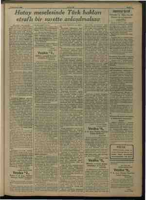   8 "Kânunusani “1938 Hatay meselesinde Türk hakları etraflı AKŞAM bir surette anlaşılmalıaır e tarafı 1 ve sahifede) Diğer