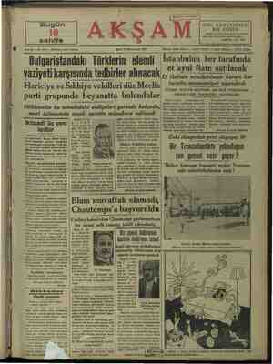    Sene 20 — No, 6917 — Fiati her yerde 5 kuruş SALI 18 Kânunusani 1938 Bulgaristandaki Türklerin elemli vaziyeti karşısında