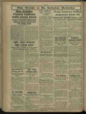    AKŞAM Son dakika Fransız istifa etmek üzere Sosyalist ve komünistlerin kabineye istediği salâhiyeti vermemeleri Üzerine B.