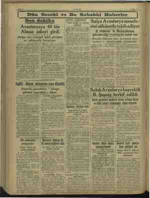    13 Mart 1956 - - Avusturyaya 60 bin Alman askeri girdi falya son vakayii tabii görüyor ve sükünetle karşılıyor Viyana 13 —