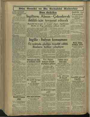    Sahife 2 AKŞAM 27 Mart 1938 İ Dün Geceki ve Bu Sabahki Haberler Son dakika İngiltere; Alman - Çekoslovak ihtilâfı için...
