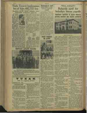    Sahife 6 AKŞAM 27 Mart 1938 Vi Ticaret bankasının bu yıl kârı 682,722 lira Bankanın senelik umumi toplantısı yarın An e mir