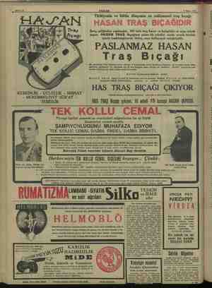    Sahife 16 & 7 Mayıs 1938 Türkiyenin ve bütün dünyanın en mükemmel traş bıçağı İsveç çeliğinden yapılmıştır, 100 defa traş