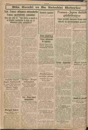    Türk - Fransız anlaşması münasebetile Fransız gazetelerinin makaleleri “Yakın Şarkın en kuvvtli ve en e linli memleketile