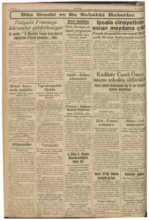    Jtalyada Fransaya hücumlar şiddetleniyor Bir gazete : “B. Mussolini Tunusa karşı hazırlık yaptığından iftiharla bahsediyor