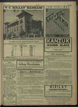    24 Temmuz 1938 AKŞAM T.C. ZIRAAT BANISASI PARA BİRİKTİRENLERE 28.800LİRA İKRAMİYE VERECEK Ziraat Bankasında kumbaralı ve