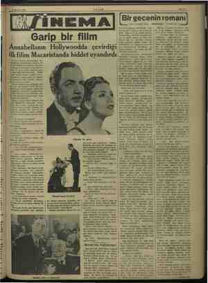   ek b A 8 Ağustos 1938 ari AKSAM Sahife 7 NEMA| p bir filim Annabellanın Hollywoodda çevirdiği! ilk filim Macaristanda...