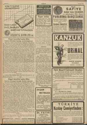    Sahife 14 10 Eylül 1938 FAİZ, DAHA EYİ ŞARTLAR TEMİN EDER Gayri menkul satış ilânı İstanbul Emniyet Sandığı...