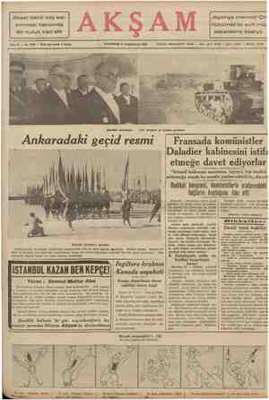  Ziraat Vekili köy kal- kınması hakkında bir nutuk irad etti Bene 21 — No. 7200 — Fiati her yerde 5 kuruş Başvekil Atatürkün