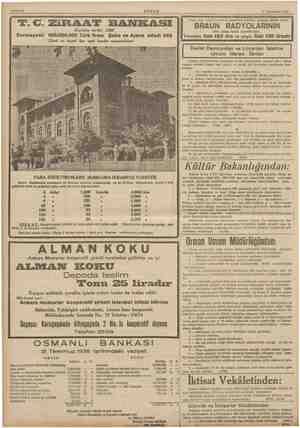    8 Teşrinisani 1938 I.C. ZiRAAT BANKASI Kuruluş tarihi: 1888 Sermayesi: 100.000.000 Türk lirası Şube ve Ajans adedi 262...