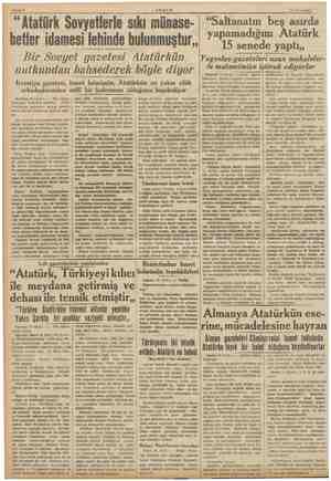  i Sahife 2 betler idamesi lehinde bulunmuştur, Bir Sovyet gazetesi Atatürkün nutkundan bahsederek böyle diyor İzvestiya...